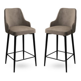Hanah Home Taburetes de Bar Cappuccino y Negro, Marco Metal, Altura Asiento 73cm, Babyface, 45x105x43cm